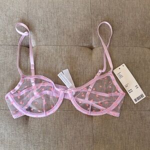 Sheer Pink heart Underwire Bra